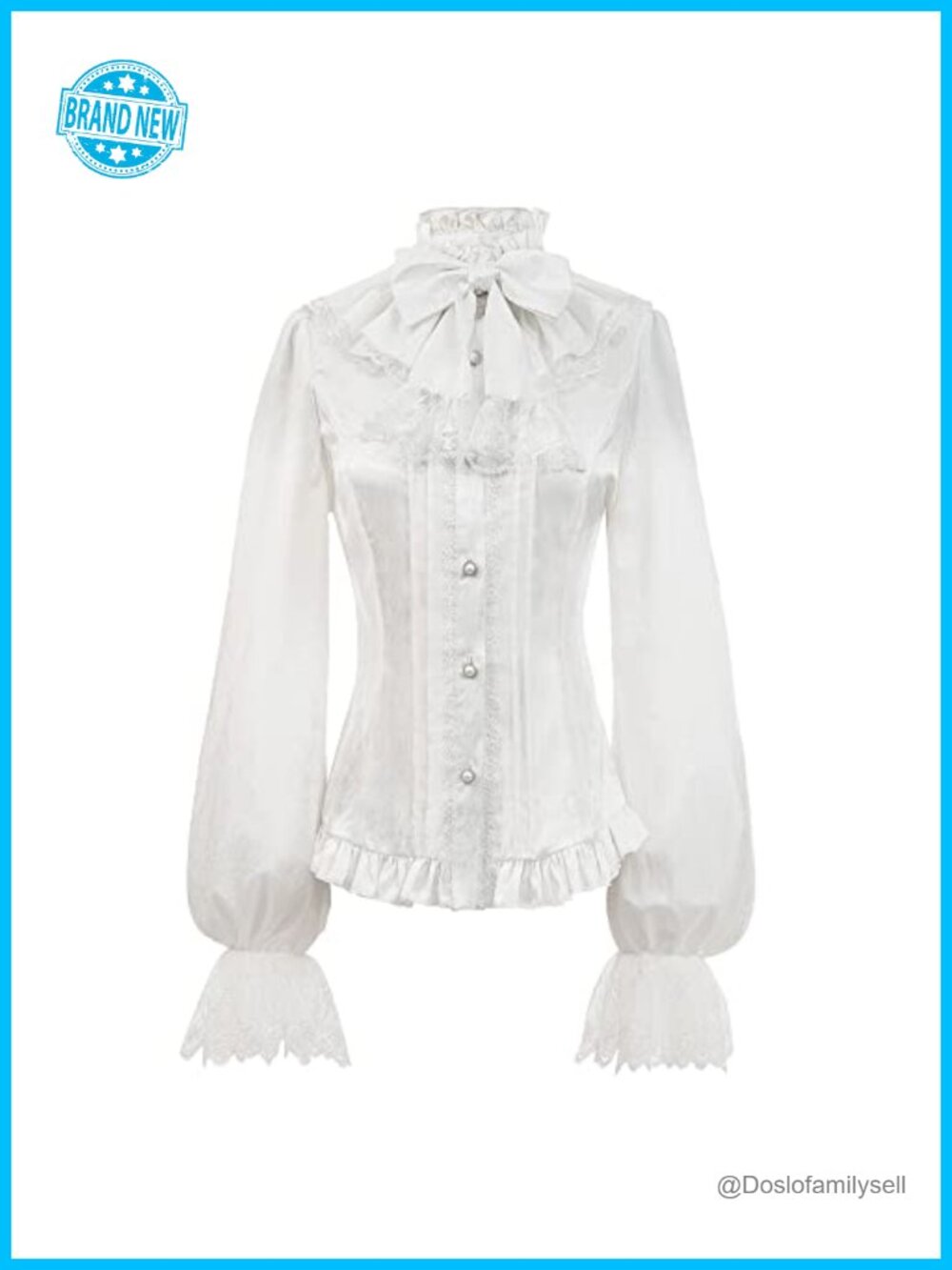 Victorian Ruffle Lace Button Down Blouse Long Sleeve Vintage Shirt